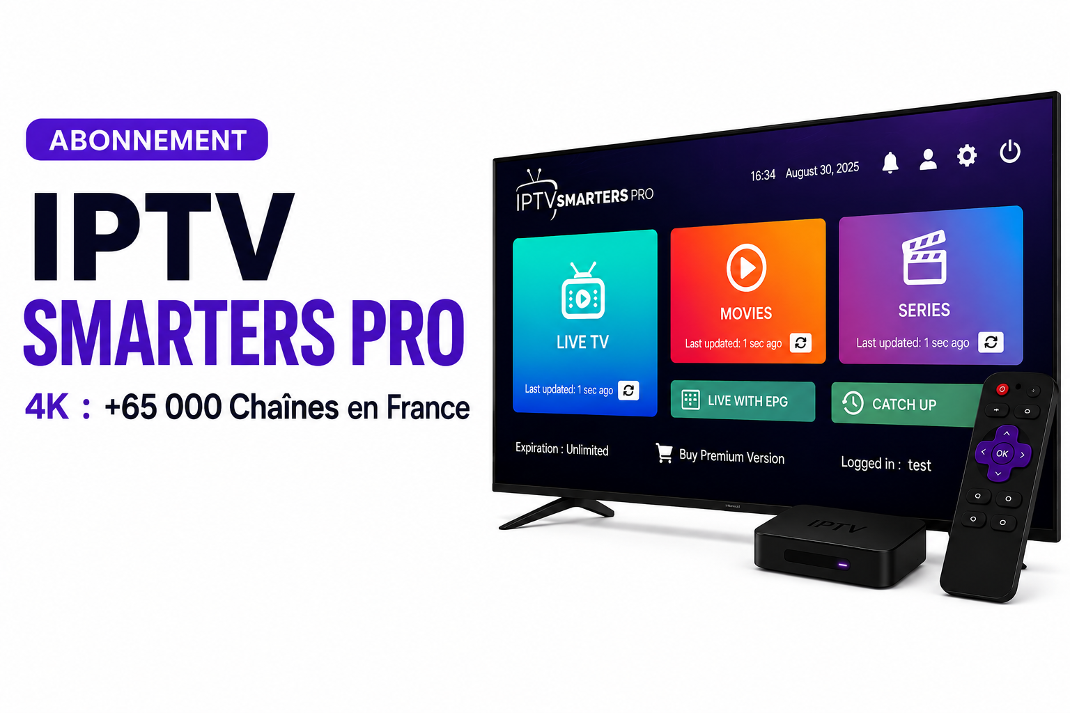 Chaine sport en 4K sur IPTV Smarters Pro avec un smartphone en second écran